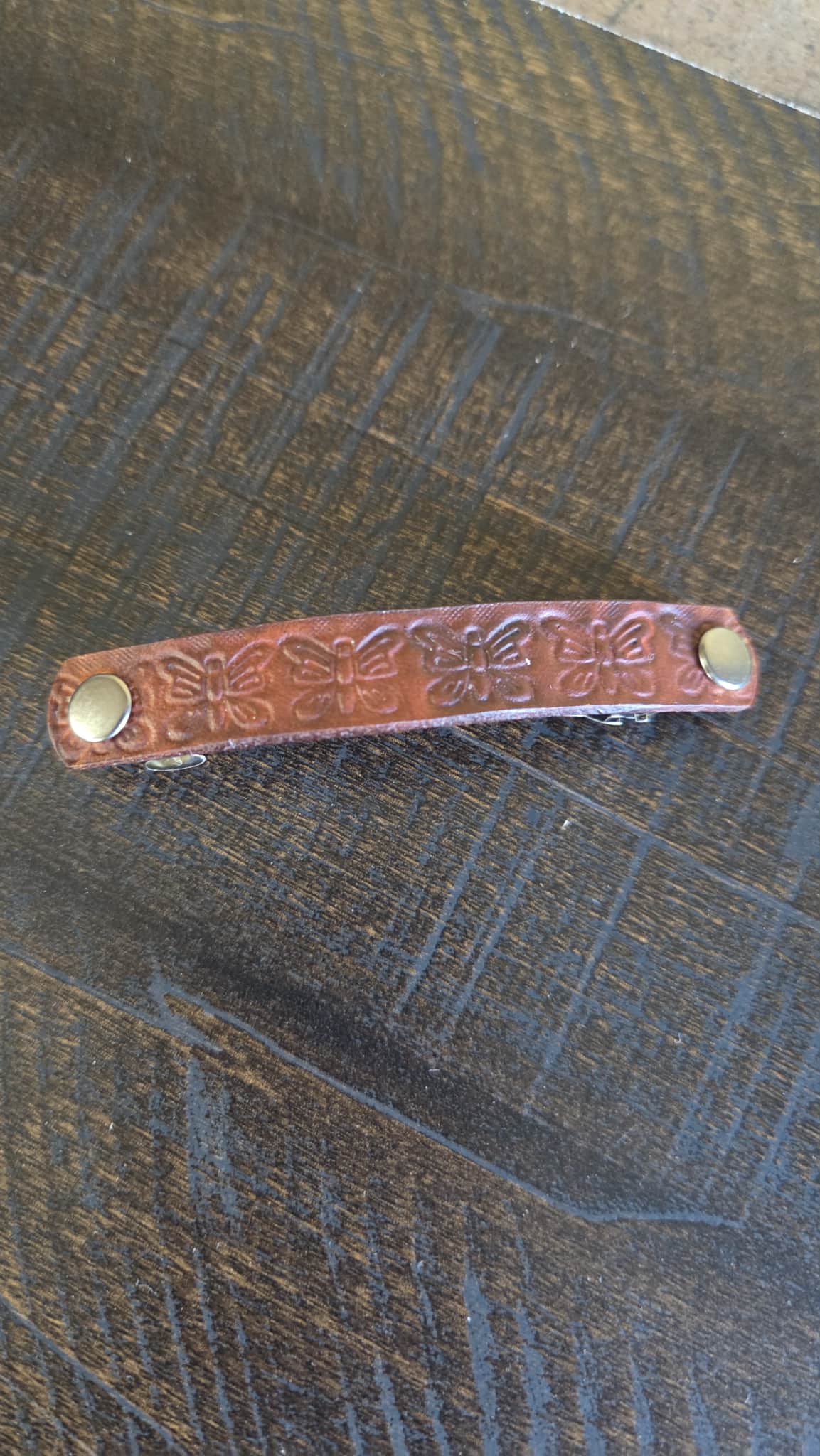 Leather Hair Barrette Butterfly Small image 0