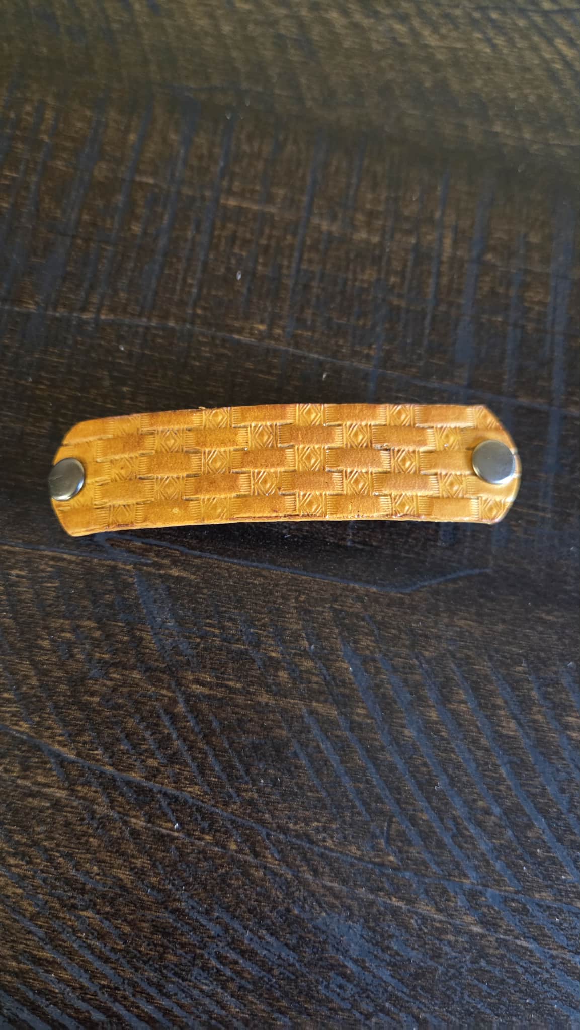 Leather Small Link Hair Barrette image 0