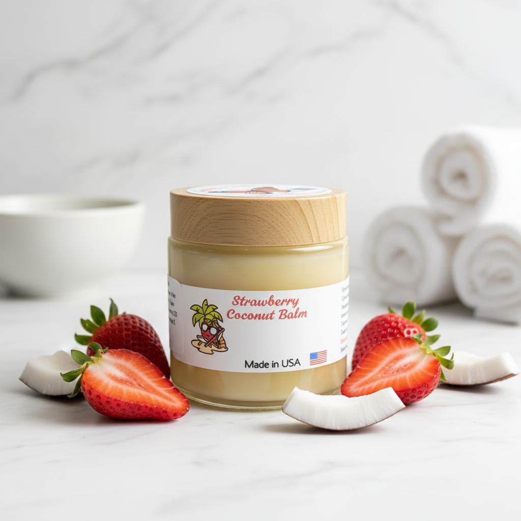 Strawberry Coconut Balm 4oz Professional Product Photo